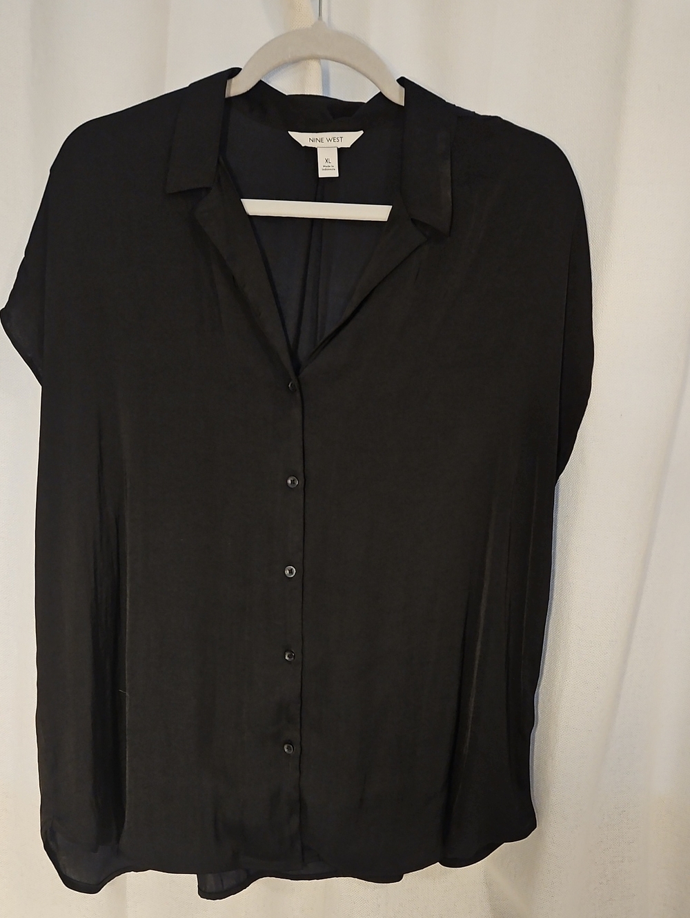 Nine West Black Silky Top with White Trim